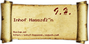 Inhof Hasszán névjegykártya
